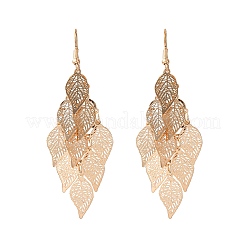 430 Stainless Steel Leaf Dangle Earrings&nbsp;EJEW-A137-10KCG
