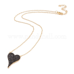 Brass Micro Pave Cubic Zirconia Heart Pendant Necklaces&nbsp;NJEW-Z003-01B