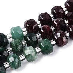 Natural Fuchsite & Garnet & White Moonstone Beads Strands&nbsp;G-T144-20B-01