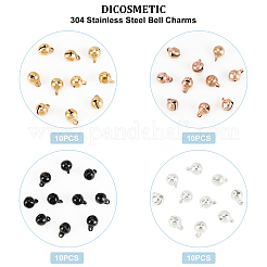 40Pcs 4 Colors Ion Plating(IP) 304 Stainless Steel Bell Charms&nbsp;STAS-DC0009-35