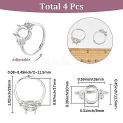4Pcs Adjustable Brass Ring Components&nbsp;KK-SC0007-02B
