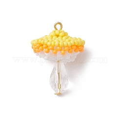 3Pcs 3 Colors Glass Seed Beaded Mushroom Pendants&nbsp;PALLOY-MZ00851