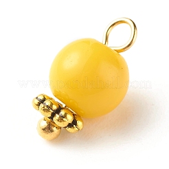 Imitation Jade Round Glass Beads Charms&nbsp;PALLOY-JF01142