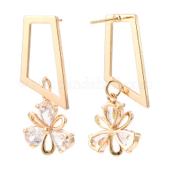 Brass Micro Pave Cubic Zirconia Trapezoid Stud Earrings&nbsp;EJEW-H103-25G