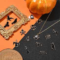 30Pcs 15 Styles Halloween Theme Alloy Enamel Pendants&nbsp;ENAM-CJ0006-44