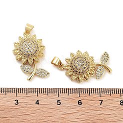 Rack Plating Brass Micro Pave Clear Cubic Zirconia Pendants&nbsp;KK-Z064-16G