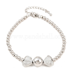 Brass Micro Pave Clear Cubic Zirconia Round Beaded Bracelets&nbsp;BJEW-F528-05P