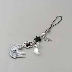 Fish Alloy Acrylic Mobile Straps&nbsp;HJEW-WH0036-125D
