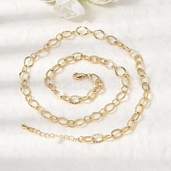 7MM Brass Textured Oval Link Chain Necklaces&nbsp;NJEW-L013-10G