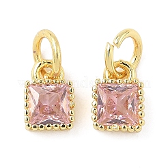 Square Brass Micro Pave Cubic Zirconia Pendants&nbsp;KK-I355-16G