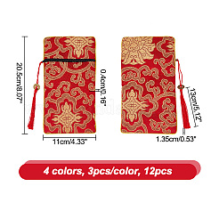 12Pcs 4 Colors Ethnic Style Brocade Sutra Book Zipper Pouch&nbsp;ABAG-NB0001-76