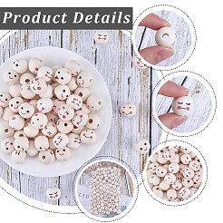 100Pcs 4 Styles Wood European Beads&nbsp;WOOD-GF0002-25