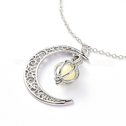 Luminous Alloy Locket Pendant Necklaces&nbsp;NJEW-F284-05B