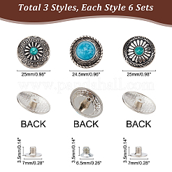 18Sets 3 Style Alloy Decorative Rivets&nbsp;BUTT-GA0001-01