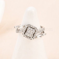 Brass Micro Pave Cubic Zirconia Cuff Rings for Women&nbsp;RJEW-Z113-51P