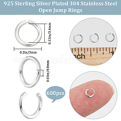600Pcs 304 Stainless Steel Open Jump Rings&nbsp;STAS-BBC0008-81B