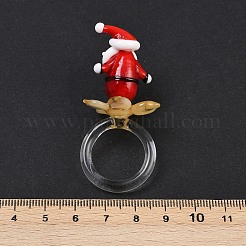 Rotatable Handmade Lampwork Rings&nbsp;RJEW-P158-02A