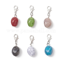 Crackle Opaque Acrylic Imitation Turquoise Pendants Decorations&nbsp;HJEW-JM03630-02
