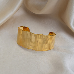 European Style 304 Stainless Steel Wood Grain Open Cuff Bangles&nbsp;TJ4899