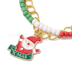 6Pcs 6 Styles Christmas Alloy Enamel Multi-strand Bracelets for Women&nbsp;BJEW-JB12078