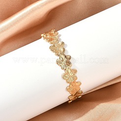 304 Stainless Steel Flower Open Cuff Bangles for Women&nbsp;LS-BJEW-M316-01G