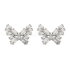 Butterfly Brass Micro Pave Cubic Zirconia Stud Earrings&nbsp;EJEW-M082-17P-01