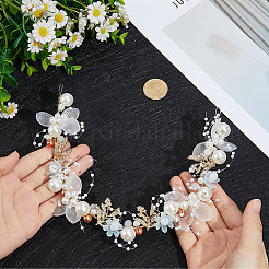 Alloy & Rhinestone & Resin Floral Hair Bands Embellishments for Women&nbsp;OHAR-WH20009-02A