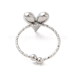 Non-Tarnish 304 Stainless Steel Heart Open Cuff Ring for Women&nbsp;RJEW-E066-09P