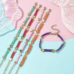 Braided Waxed Polyester Rectangle Link Chain Bracelets&nbsp;BJEW-JB10000