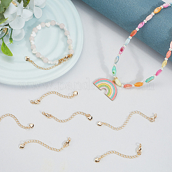12Pcs 2 Styles Brass Chain Extender with Heart Charms and Lobster Clasps&nbsp;KK-BBC0021-77