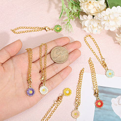 7Pcs 7 Colors Flower Alloy Enamel Cup Charms&nbsp;HJEW-GL00001