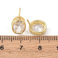 Brass Micro Pave Clear Cubic Zirconia Stud Earrings&nbsp;EJEW-C174-02E-G