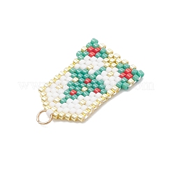 MIYUKI Delica Glass Seed Beaded Rectangle with Christmas Tree Pendants&nbsp;PALLOY-MZ01058
