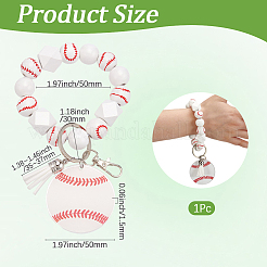 1Pc Printed Acrylic & Faux Suede Tassel Pendant & Wood Bead Keychains&nbsp;HJEW-SP0001-86D
