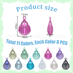88Pcs 11 Colors Spray Printed 430 Stainless Steel Pendants&nbsp;STAS-PH0007-16