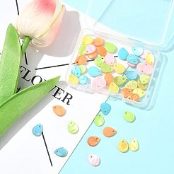 56Pcs 5 Colors Spray Painted Natural Freshwater Shell Teardrop Charms&nbsp;SHEL-FS0001-12