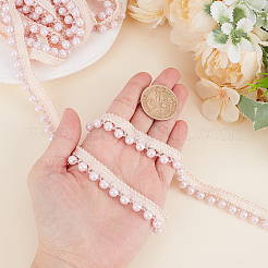 5 Yards Polyester Lace Ribbon with Round Plastic Pearl Beaded Edge&nbsp;OCOR-WR0001-69A