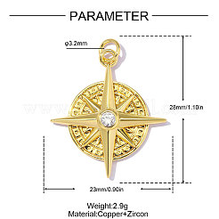 Brass Micro Pave Clear Cubic Zirconia Pendants&nbsp;CU-OY001-59G