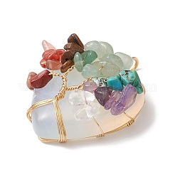 Natural Quartz Crystal Copper Wire Wrapped Rock Crystal Heart Pendants&nbsp;PALLOY-JF02847-02