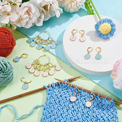 20Pcs Flat Round with Number 0~9 Alloy Enamel Pendant Locking Stitch Markers&nbsp;HJEW-WH00161