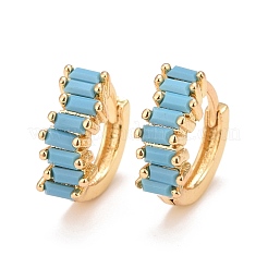 Cubic Zirconia Rectangle Hoop Earrings&nbsp;EJEW-A069-16G