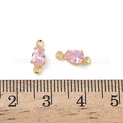 Brass Pave Cubic Zirconia Connector Charms&nbsp;KK-Z136-46G-01