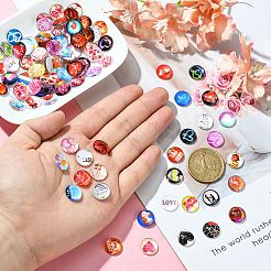 Valentine's Day Theme Flatback Glass Cabochons&nbsp;GGLA-N005-12mm-02