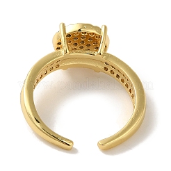Rack Plating Brass Micro Pave Clear Cubic Zirconia Cuff Ring&nbsp;RJEW-P104-05G