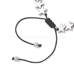 Non-magnetic Synthetic Hematite Star Beads Braided Bead Bracelets for Women Men&nbsp;BJEW-JB13301