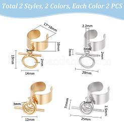 8Pcs 4 Styles 304 Stainless Steel Open Cuff Finger Rings&nbsp;RJEW-UN00006