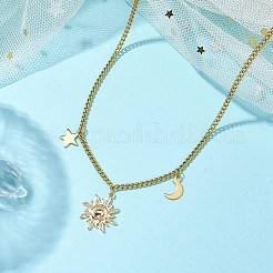 Sun & Star & Moon Brass Pendant Necklaces&nbsp;NJEW-JN04808