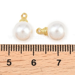 Brass & ABS Plastic Imitation Pearl Pendants&nbsp;KK-Z151-13G