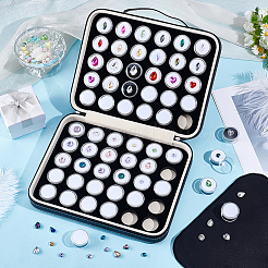 60Pcs Round PS Plastic Loose Diamond Small Cases Set with White and Black Sponge Inside&nbsp;CON-WH0001-54B-01