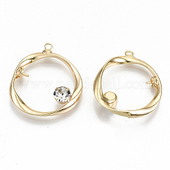 Brass Micro Pave Clear Cubic Zirconia Peg Bails Pendants&nbsp;KK-T062-23G-NF